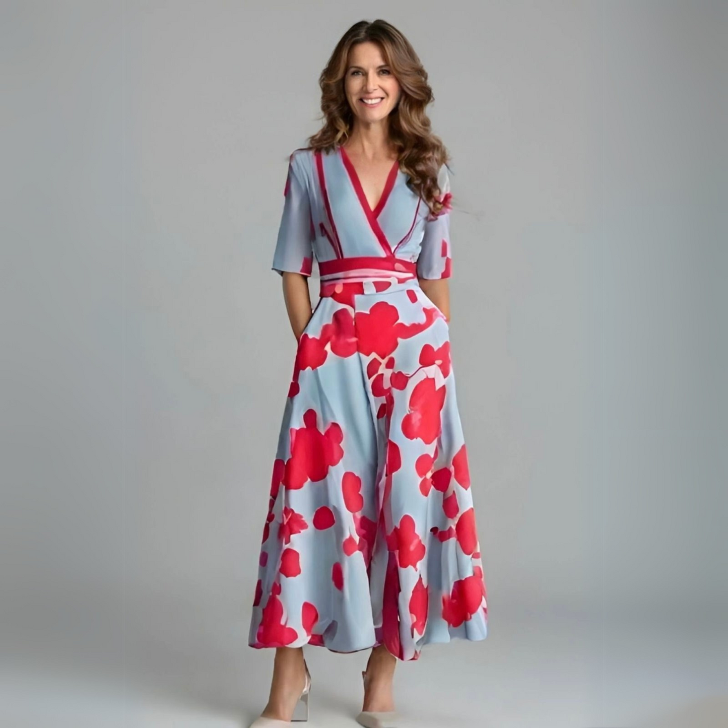 Eliza | Women's V-Neck Floral Wrap Maxi Dress