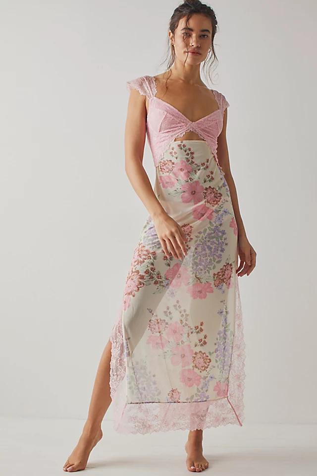 Marcela® | Maxi Mesh Slip With Floral Print And Cut-Outs