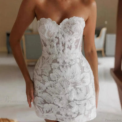 Embroidered Strapless A-Line Evening Wedding Dress