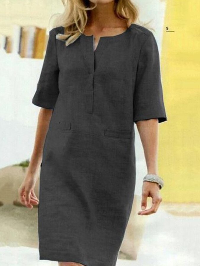 Emily | Women's Elbow Sleeve Shift Midi Dress