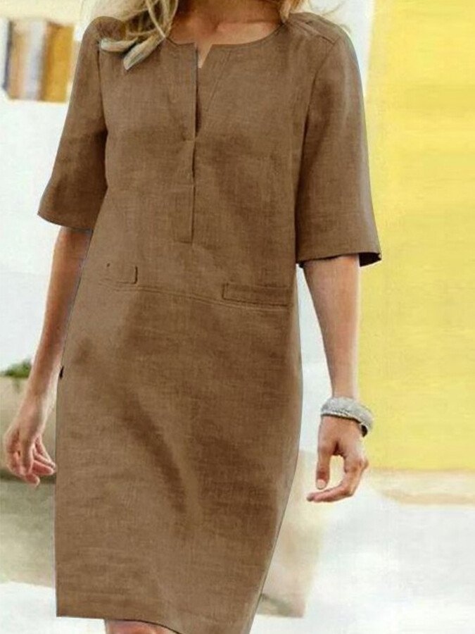 Emily | Women's Elbow Sleeve Shift Midi Dress