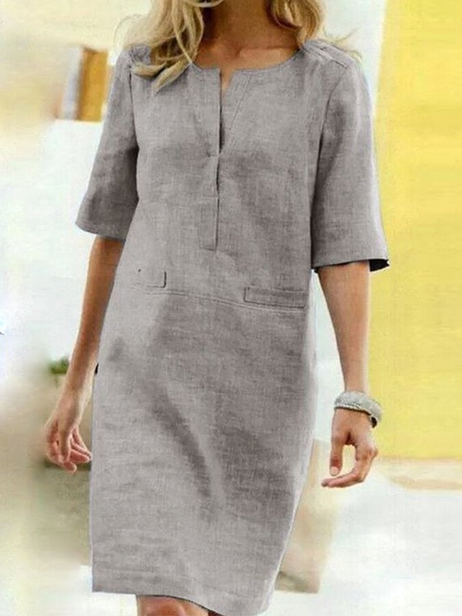 Emily | Women's Elbow Sleeve Shift Midi Dress