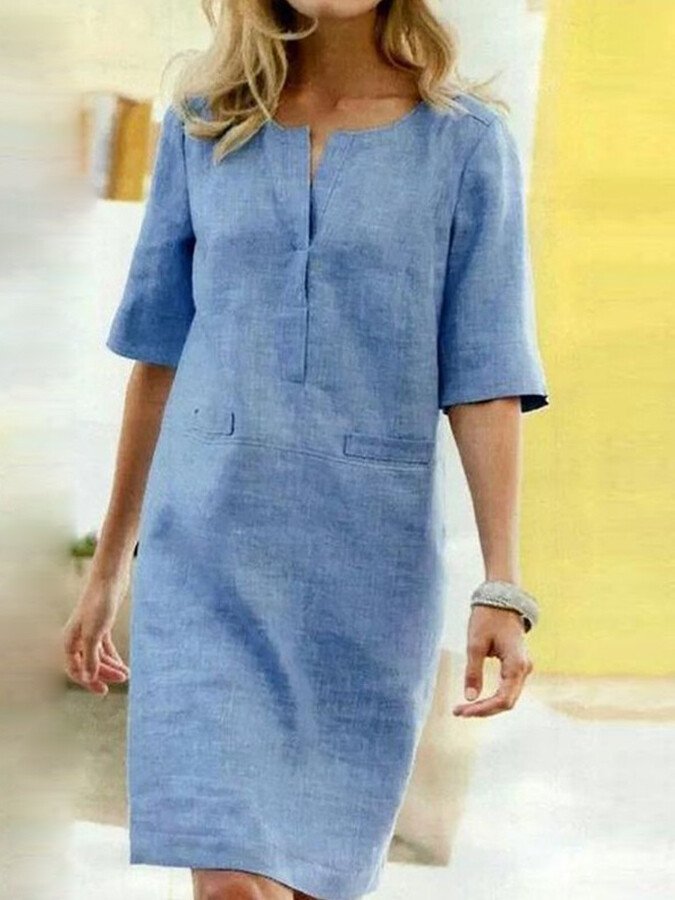 Emily | Women's Elbow Sleeve Shift Midi Dress