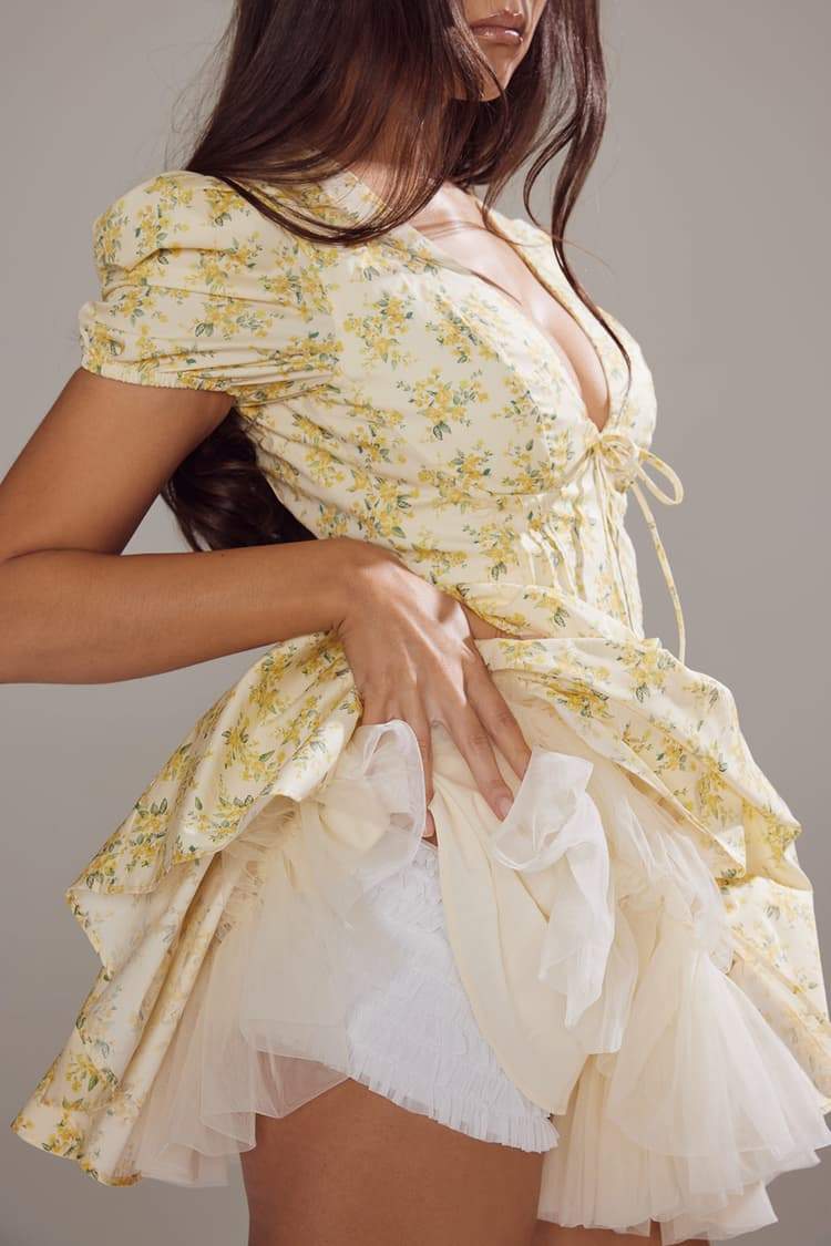 Helga® | Floral V-Neck Corset Mini Dress