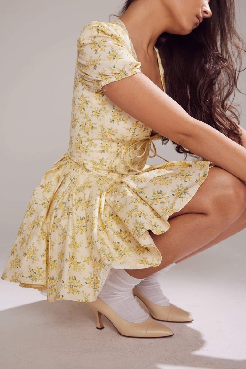 Helga® | Floral V-Neck Corset Mini Dress