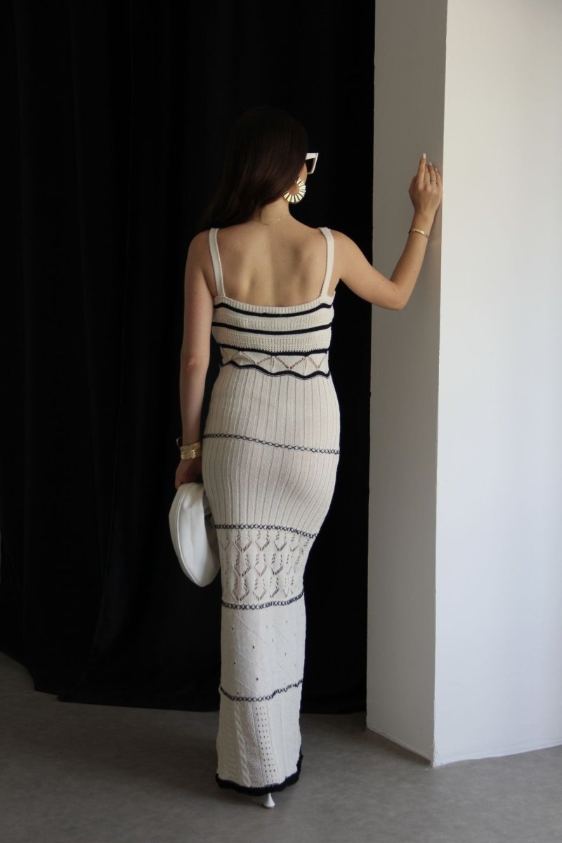 Yadira® | Knitted Maxi Dress With Slit And Cutouts