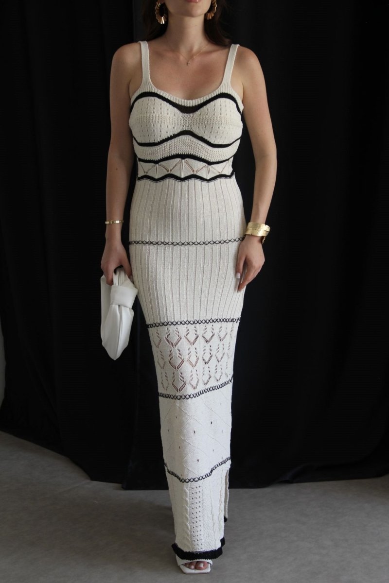 Yadira® | Knitted Maxi Dress With Slit And Cutouts
