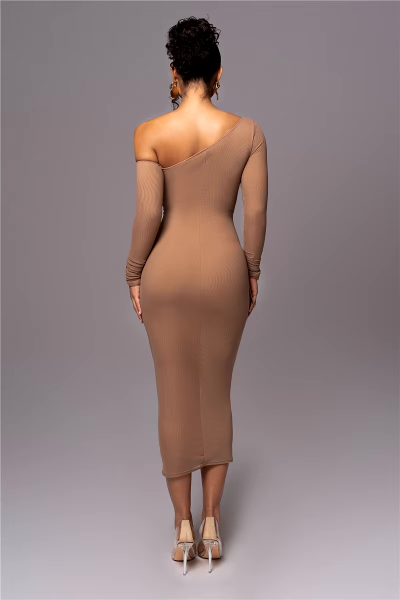 Evelyn | Women's One Shoulder Bodycon Midi Dress