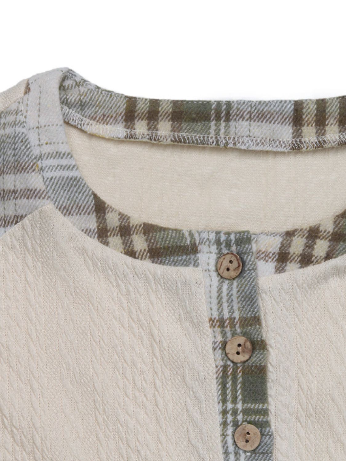 Felicidad | Perfee checked long sleeve half button t-shirt