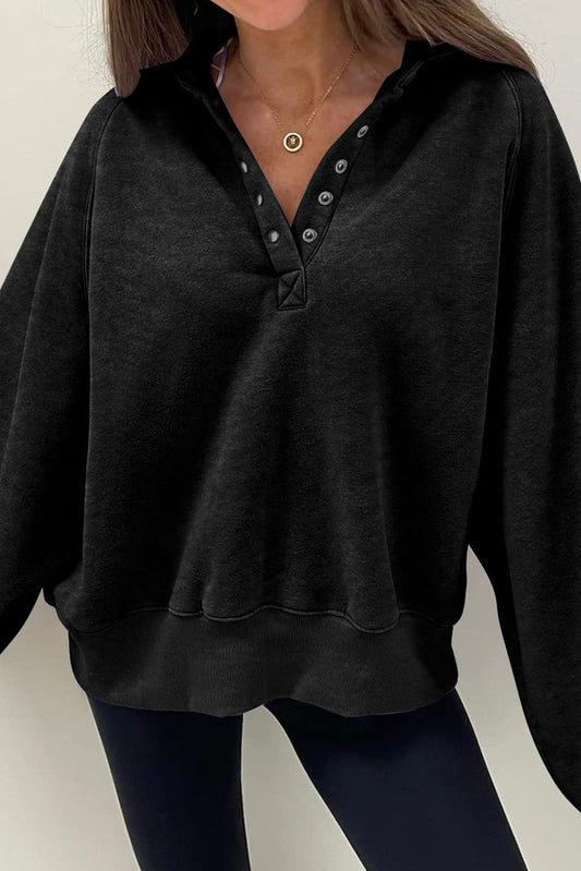 Olga | Long sleeve sweatshirt with half snap closure