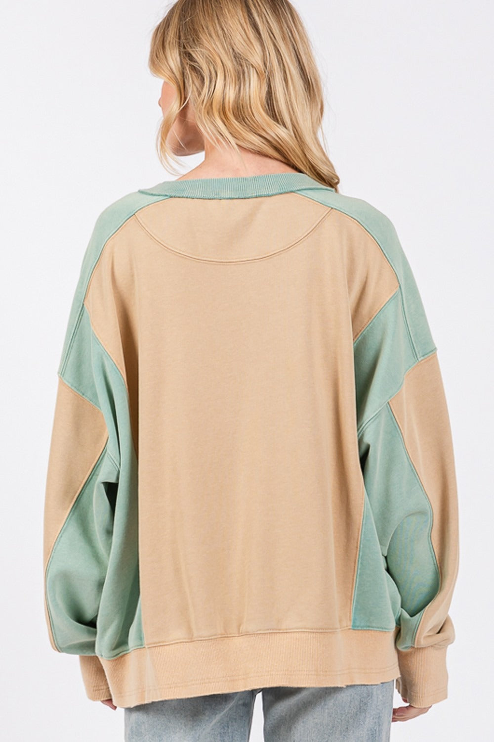 Perla | SAGE + FIG color block crew neck sweatshirt