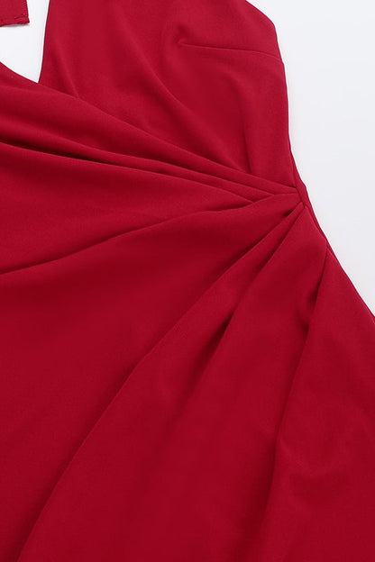 Ruched Halter Backless Party Dress