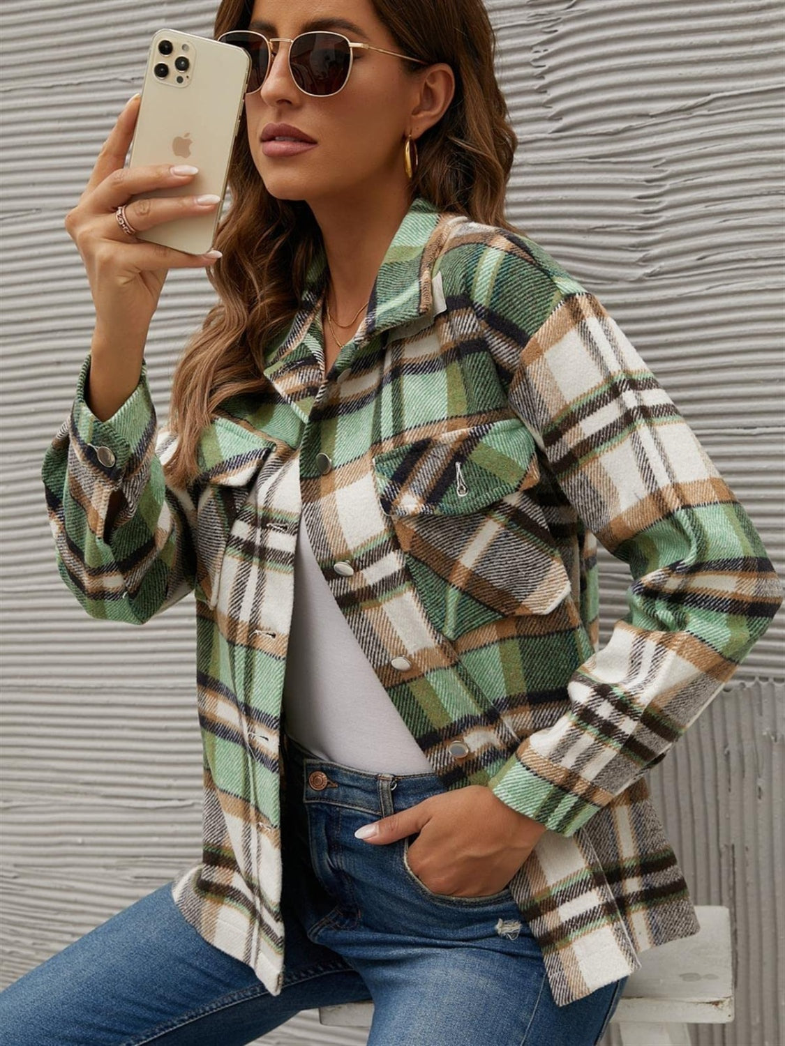Dafne | Checked, long-sleeved jacket with a collar