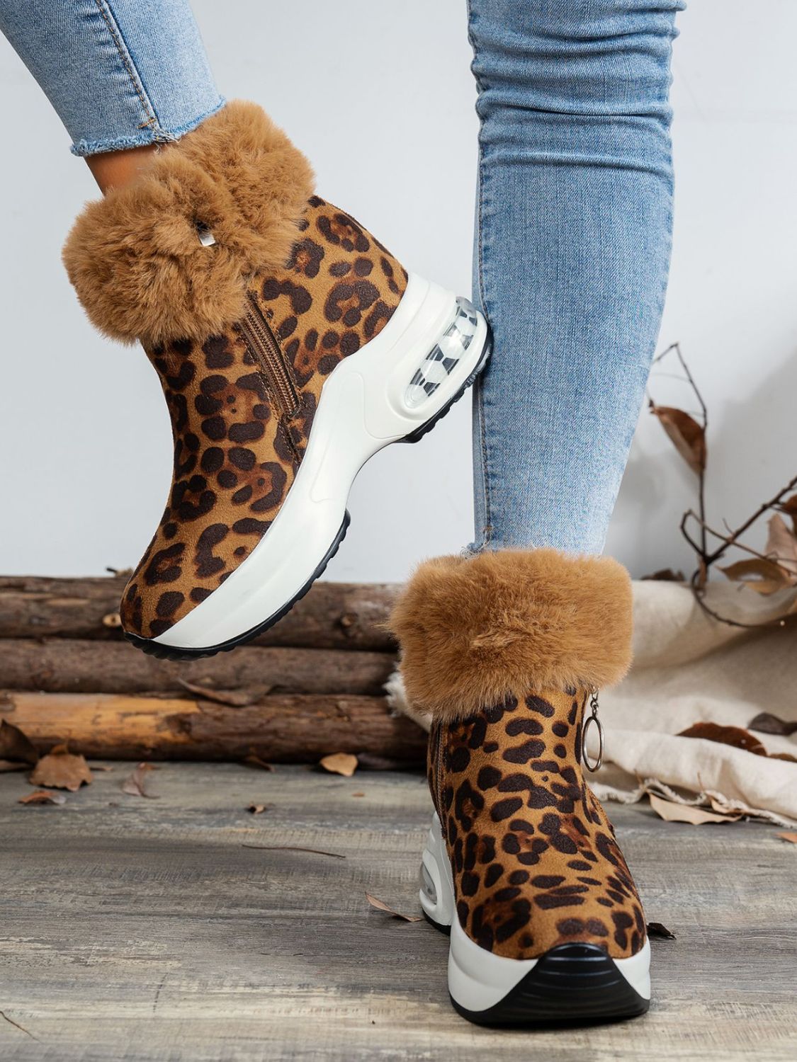 Zara | Leopard platform boots with side zip
