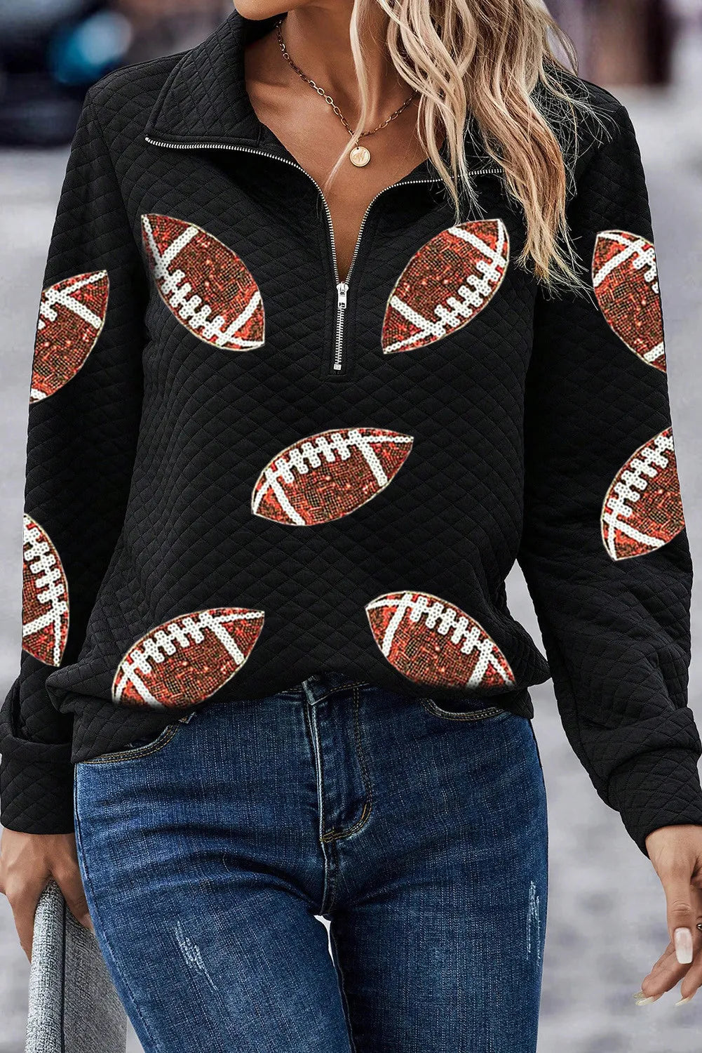 Helena | Sequin football long sleeve sweatshirt