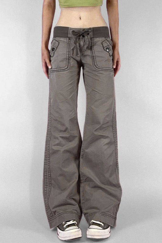 Edgy Slim Tie Strap Patchwork Jeans