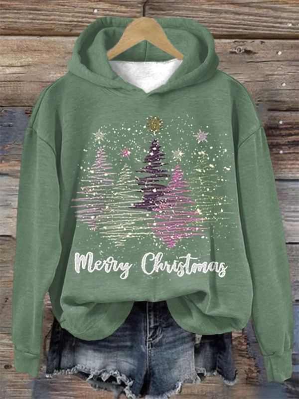 Karen | Women's Christmas hoodie with hood and cheerful Christmas tree print