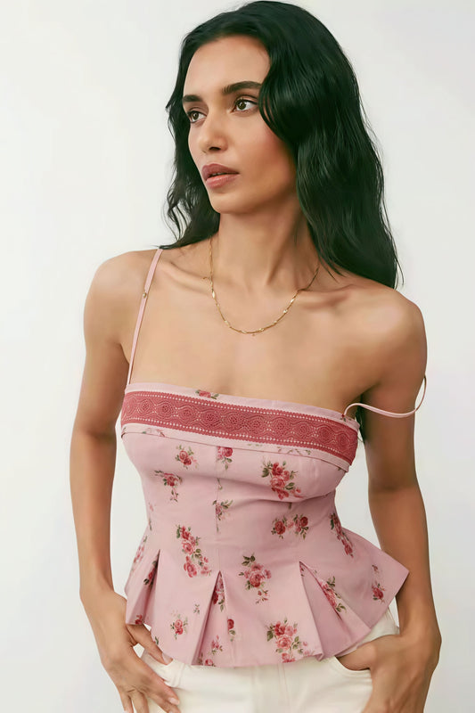 Pure Desire Floral Print Ruffled Cami Top