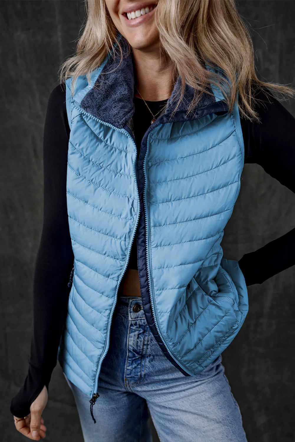 Silvia | Vest coat with zip and pockets