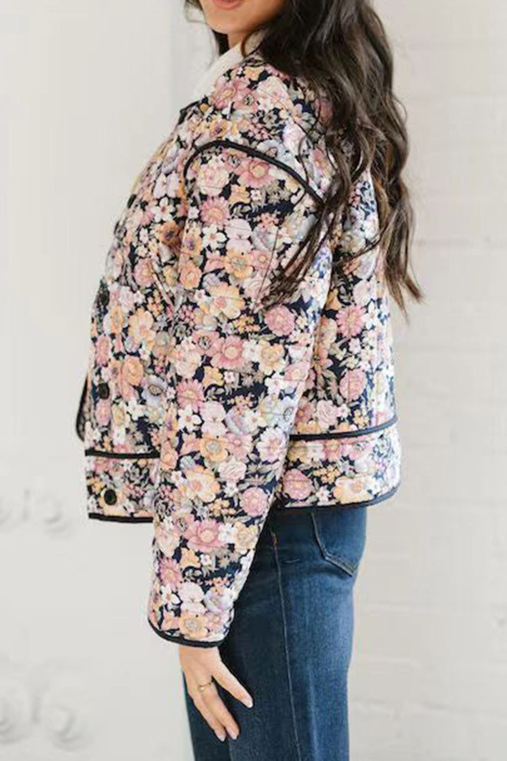 Vanessa | Floral winter coat with buttons and long sleeves