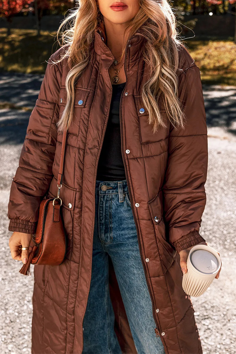 Teodora | Long-sleeved winter coat with pockets and bubble structure