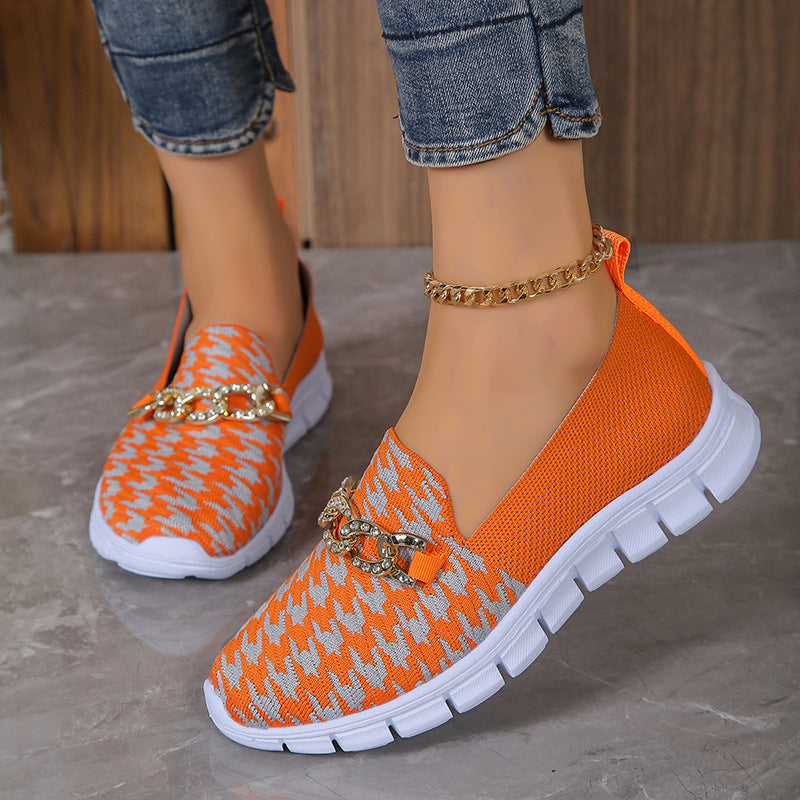 Renata® | Fashion Houndstooth Print Chain Mesh Shoes