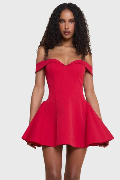 Contrast Bustier Ruffle Cocktail Dress