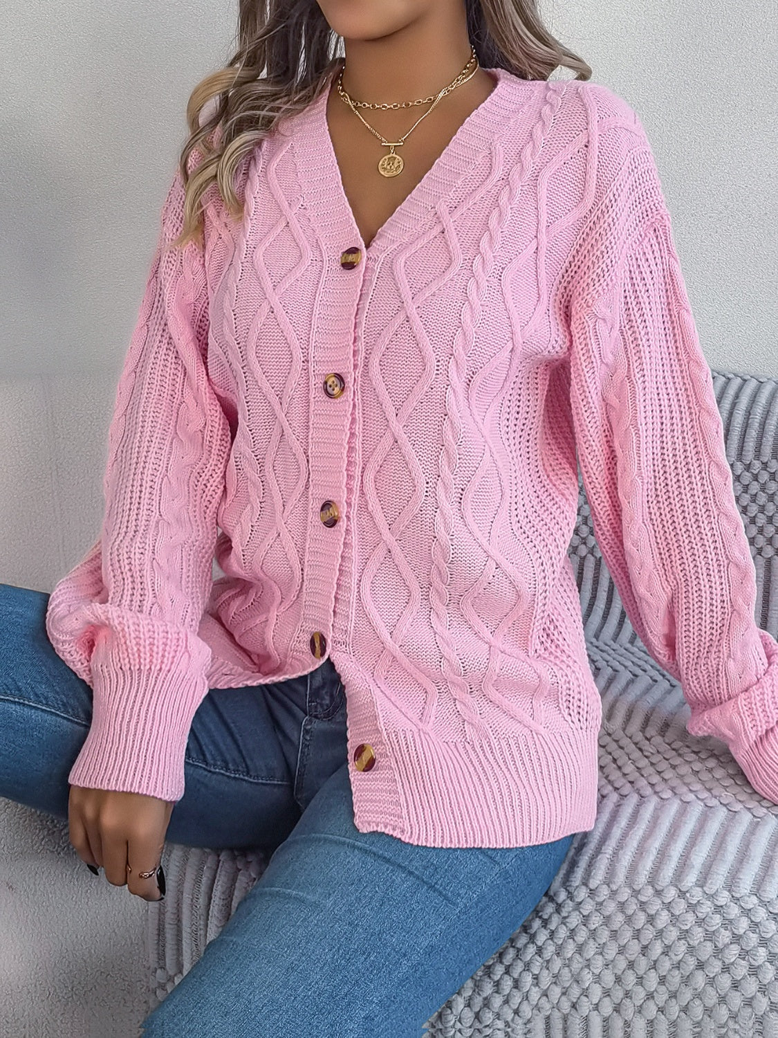 Stefanie | Cable knit cardigan with long sleeves