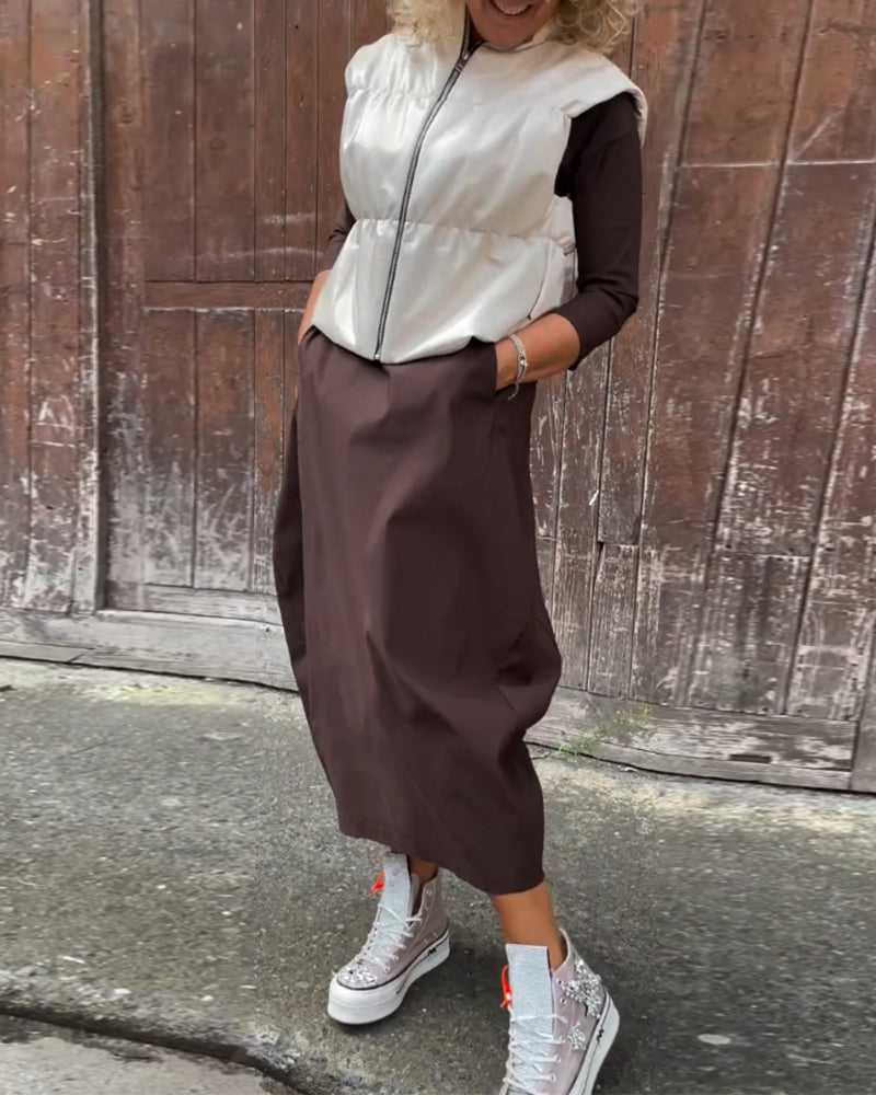 Alice | Elegant, simple Prosta dress with long sleeves and pockets
