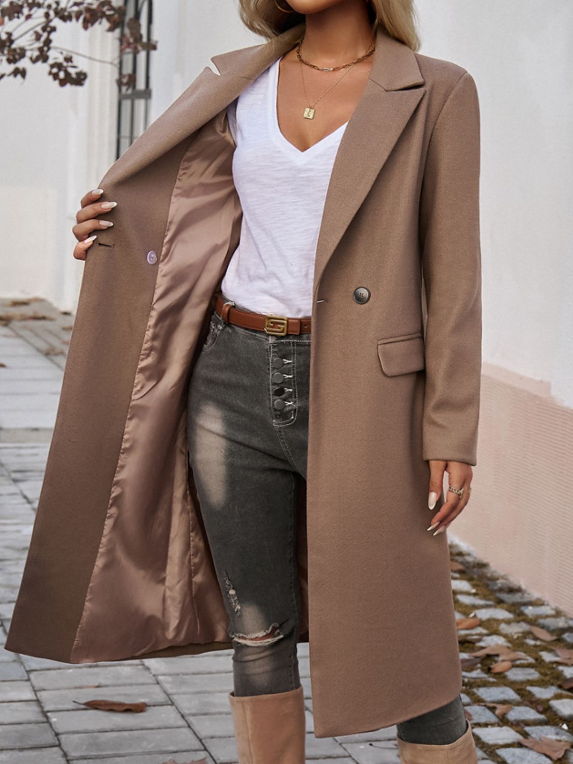 Hannah | Long sleeve coat with pockets and collar