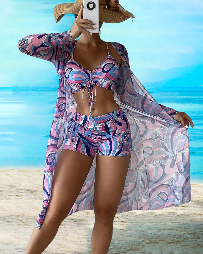 Leyla® | Patterned 3-Piece Swimsuit