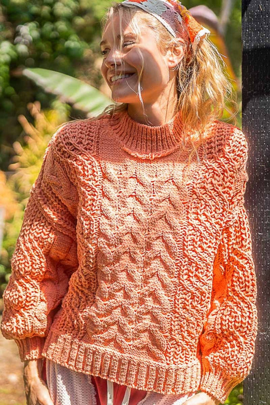 Theresa | Sweater with stand-up collar and cable knit