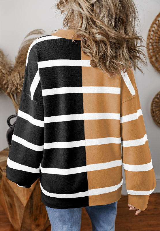 Xiomara | Contrast striped long sleeve sweatshirt