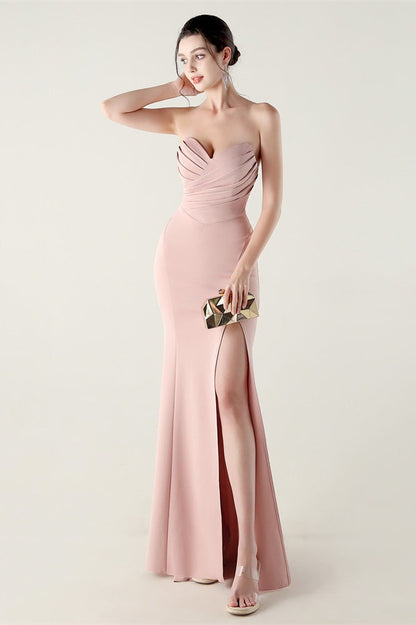 Strapless Sweetheart Pleated Party Dress