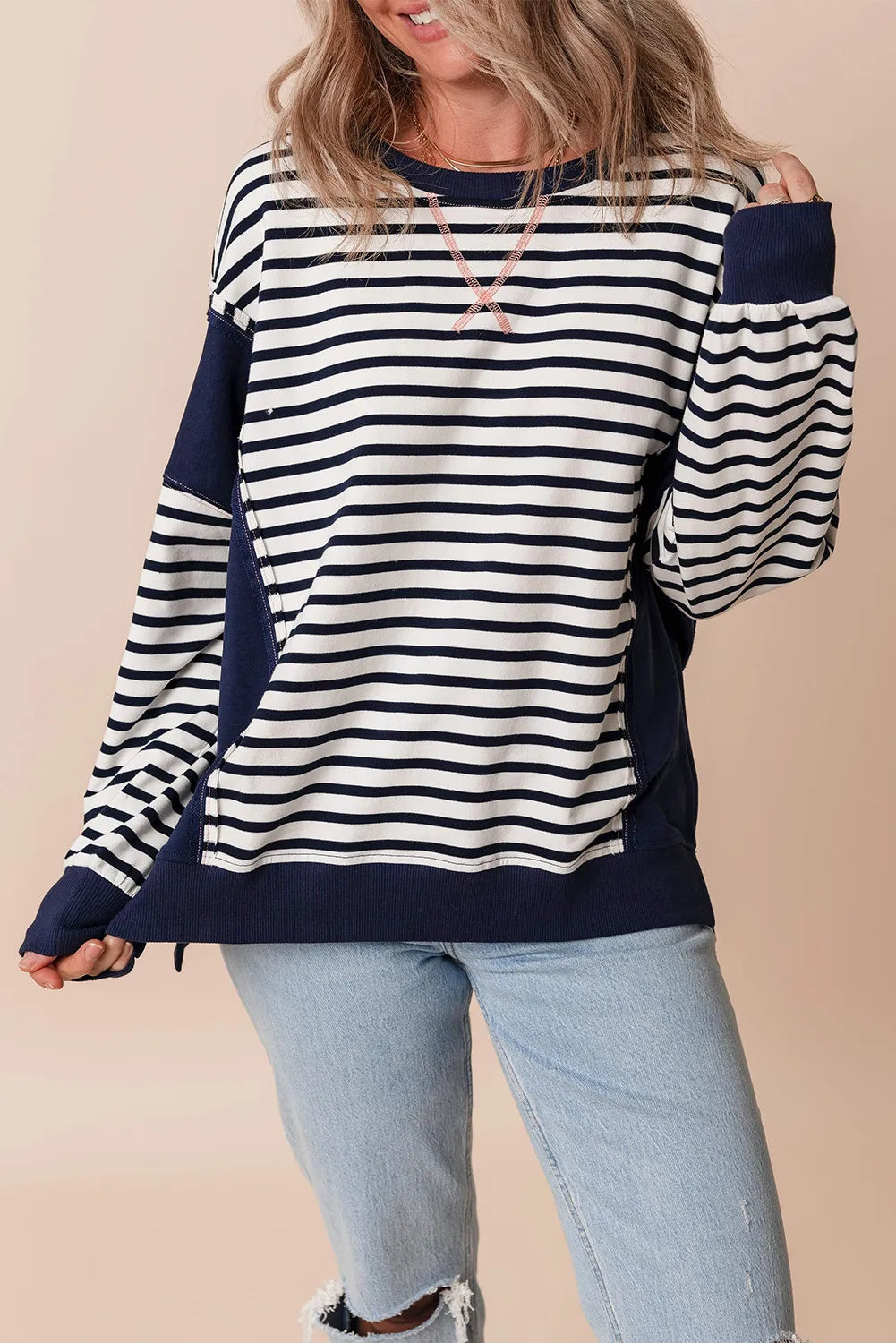 Vera | Striped long-sleeved crew neck sweatshirt