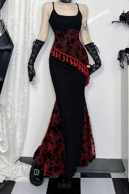 Tassel Lace Strap Gothic Dress