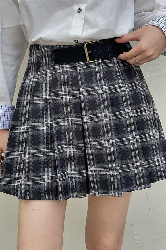Vintage Plaid Pleated Skirt