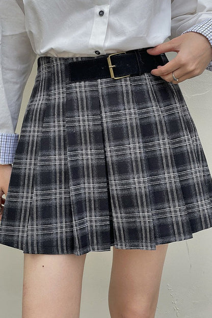 Vintage Plaid Pleated Skirt