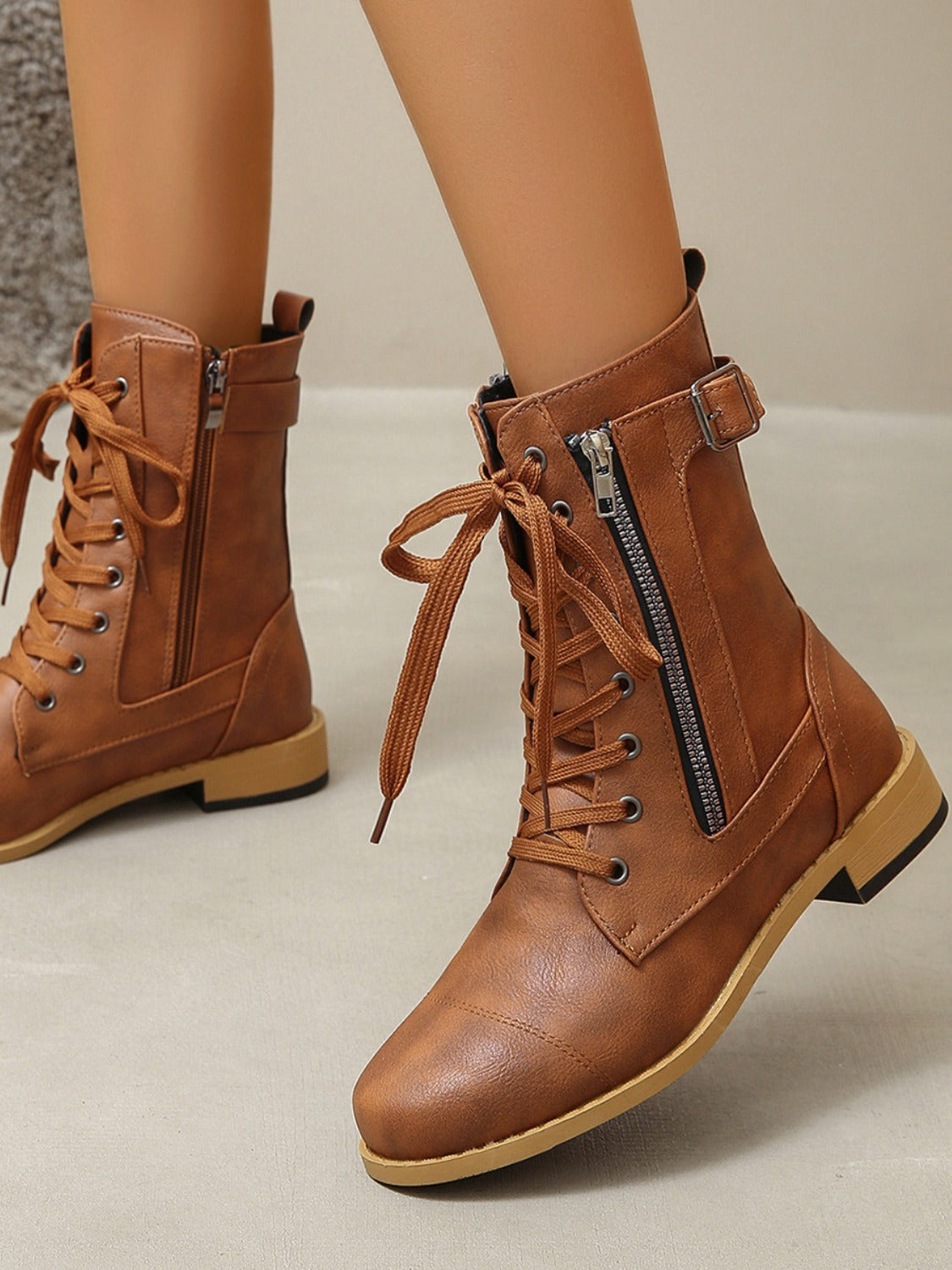 Catalina | PU leather lace-up boots
