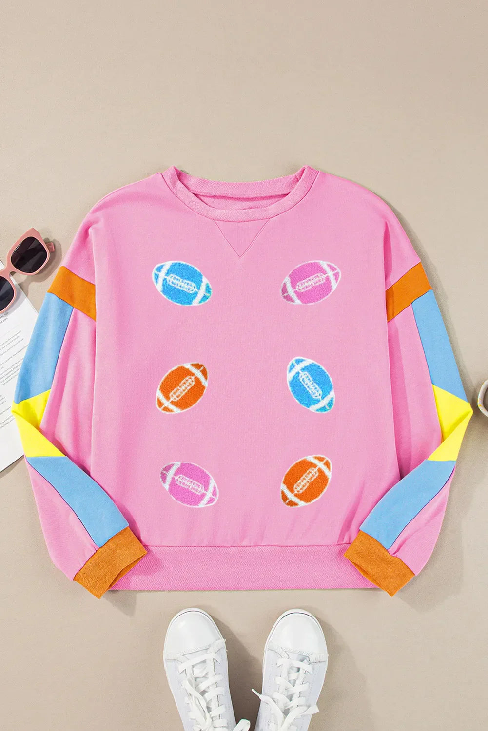 Giulia | Contrast color football long sleeve sweatshirt
