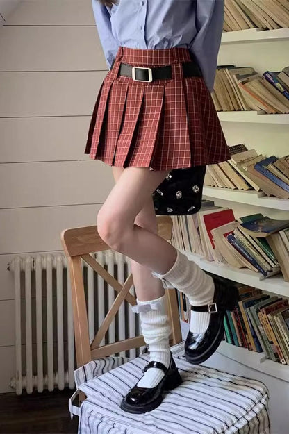 Plus Size Plaid Pleated Skirt