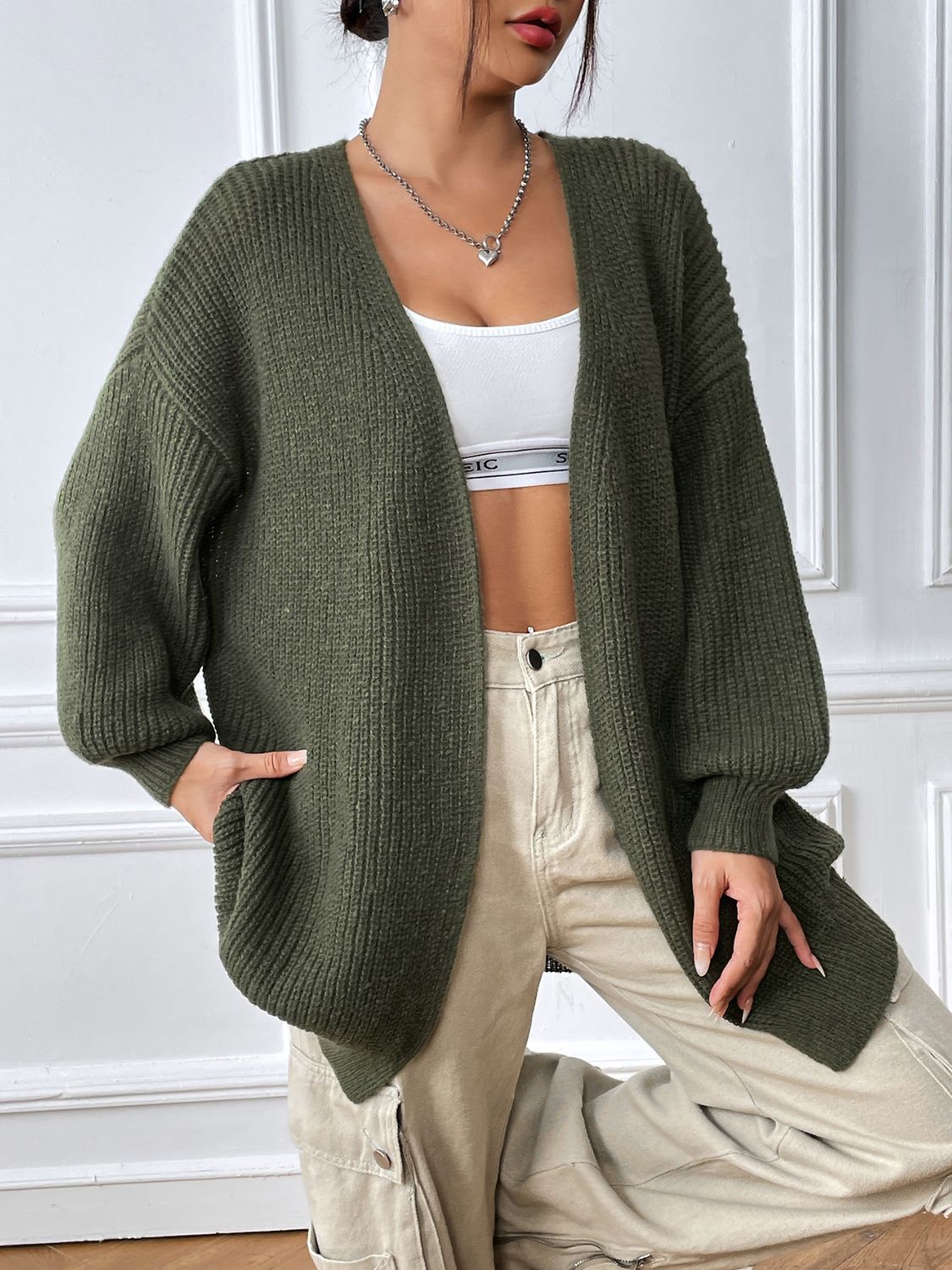 Fabiana | Long sleeve open front cardigan