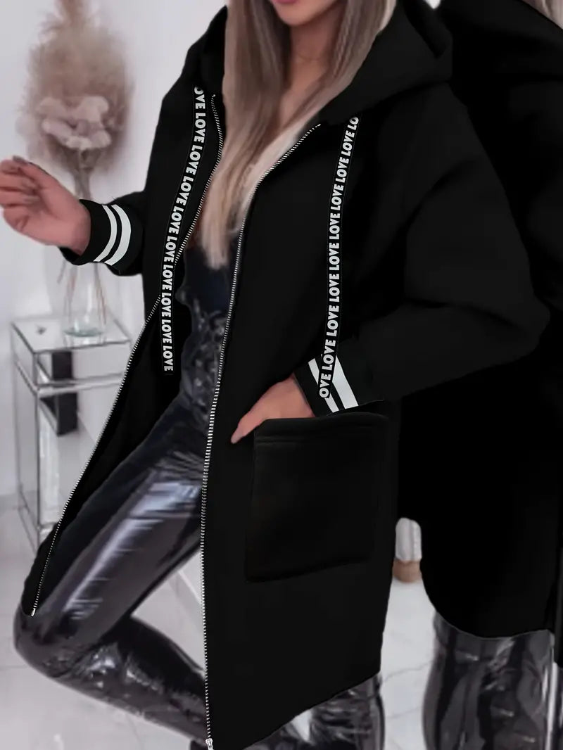 Luisa | Casual mid-length hooded jacket