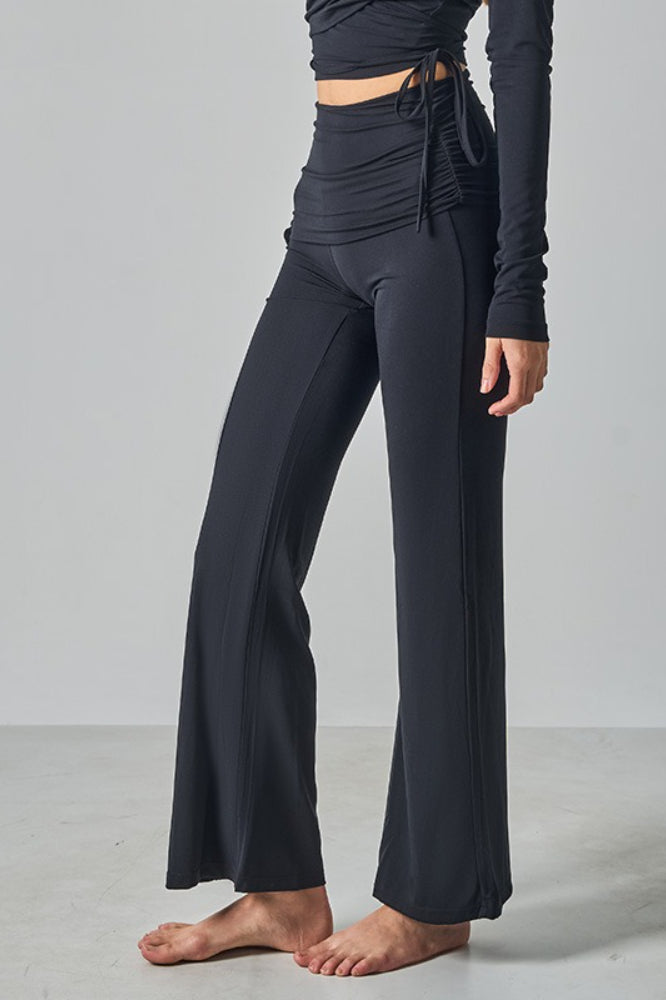 Solid Fitted Foldover Soft Pants