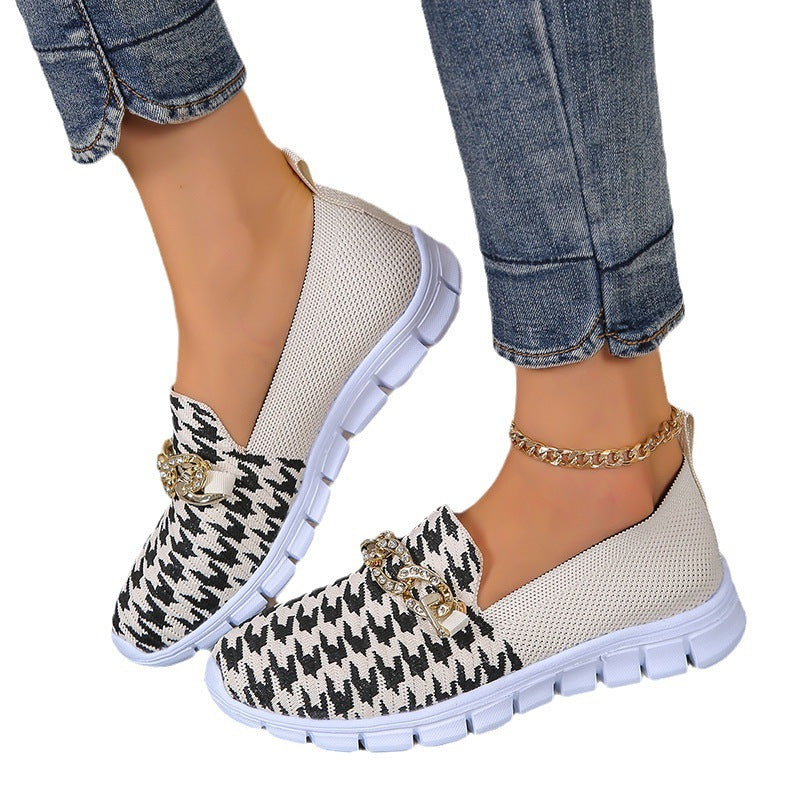 Renata® | Fashion Houndstooth Print Chain Mesh Shoes