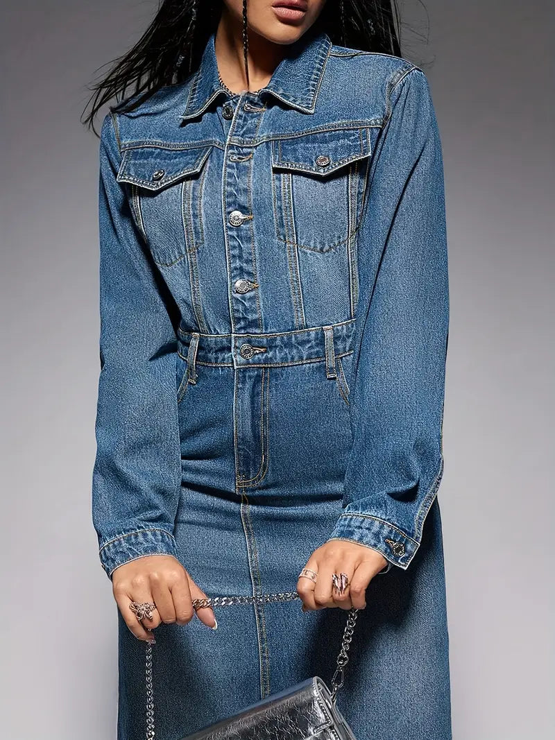Zola® | Long-Sleeved Denim Maxi Dress