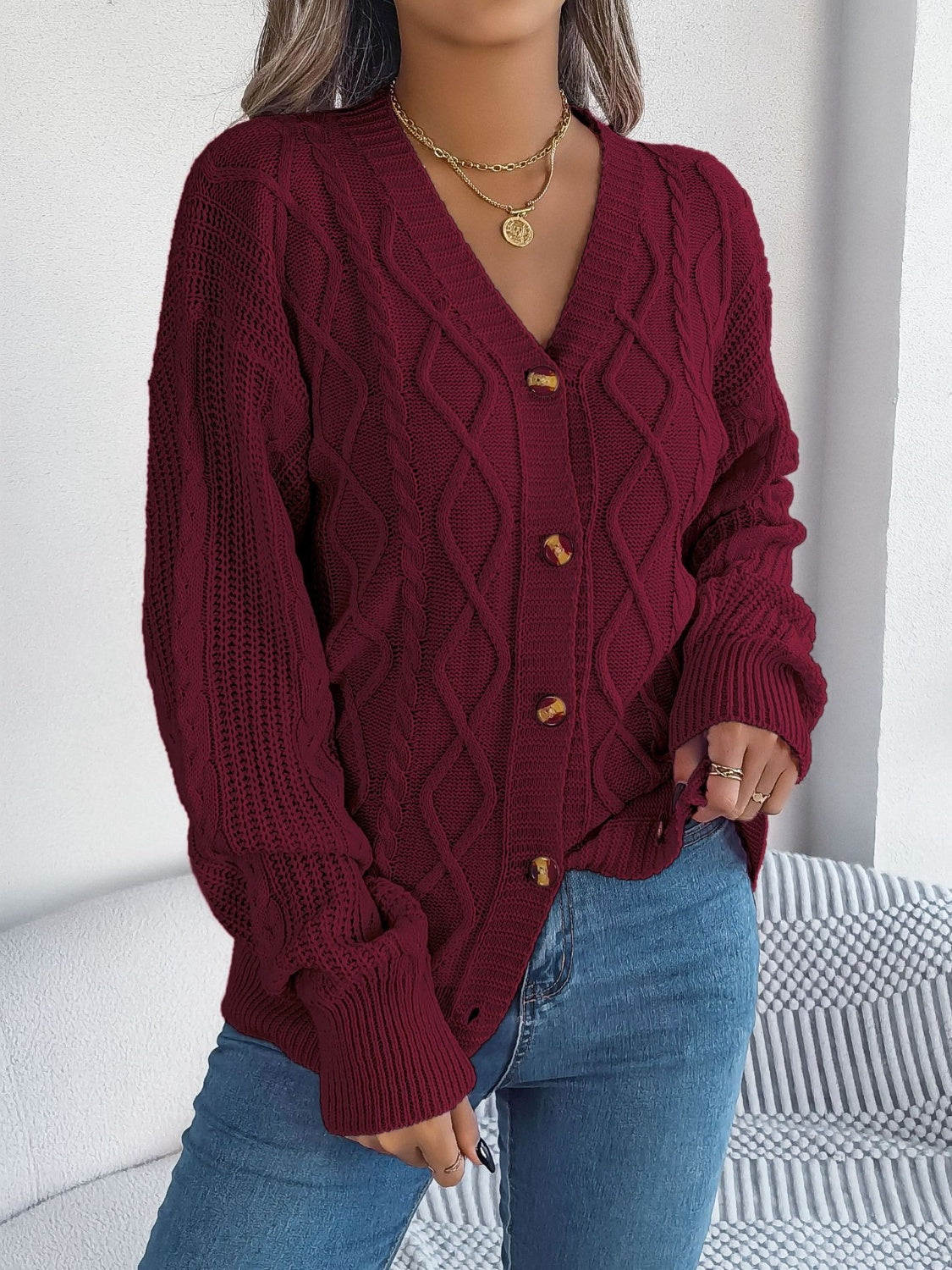Stefanie | Cable knit cardigan with long sleeves