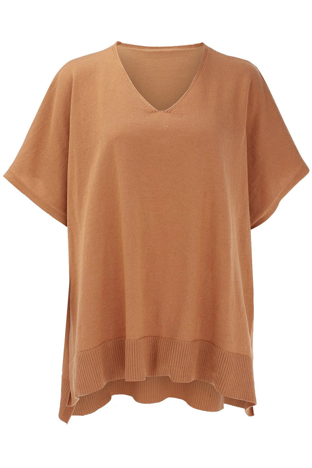 Erika | Slit knit top with V-neck and half sleeves