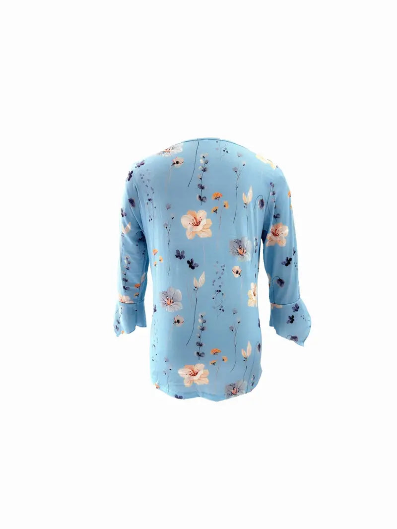 Morgan® | Floral Print Top With Buttons And Flared Sleeves