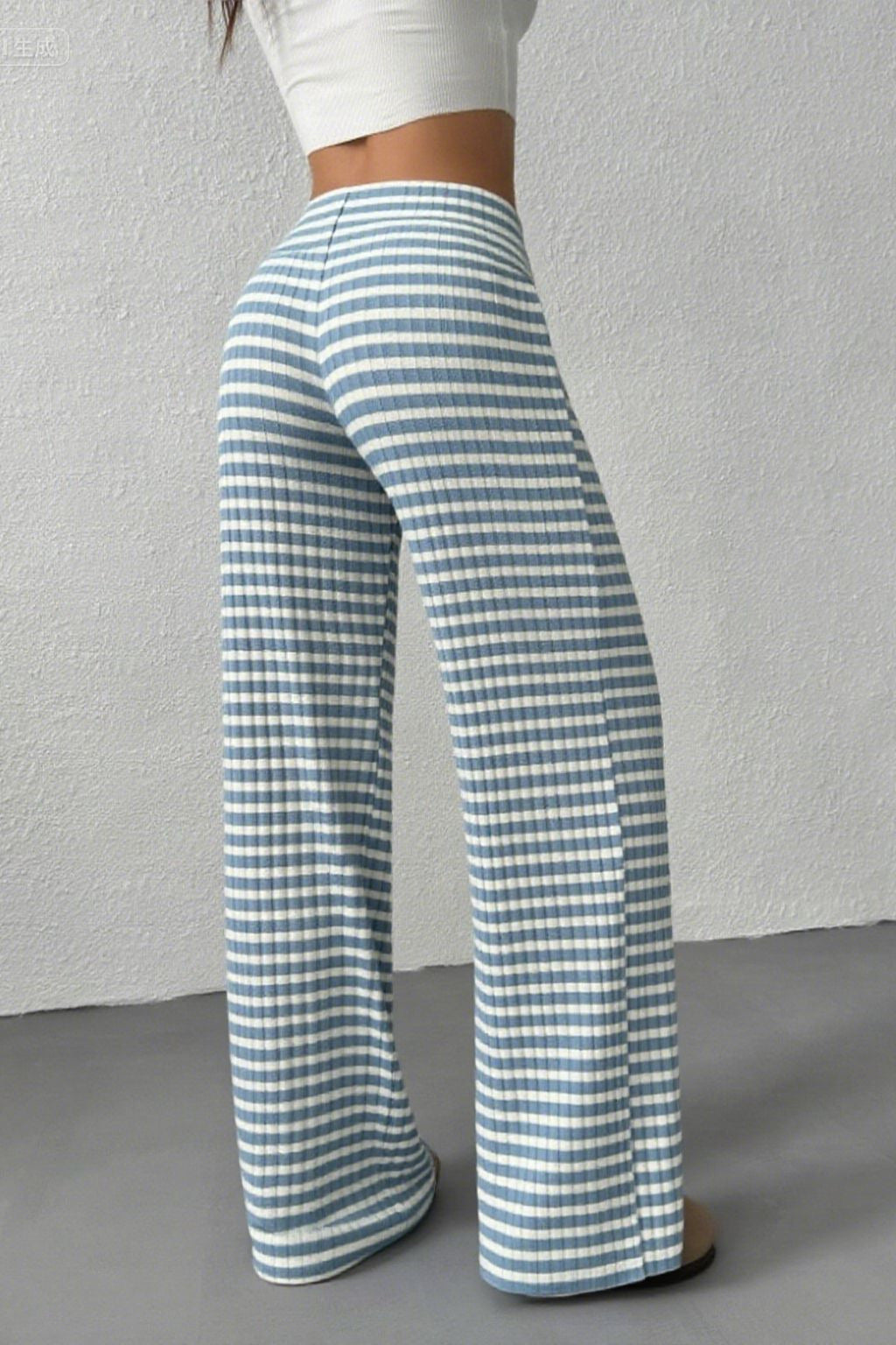 Stripe Solid Knit Straight Leg Pants